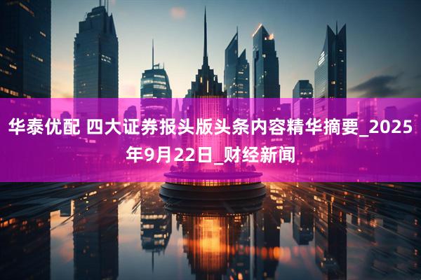 华泰优配 四大证券报头版头条内容精华摘要_2025年9月22日_财经新闻